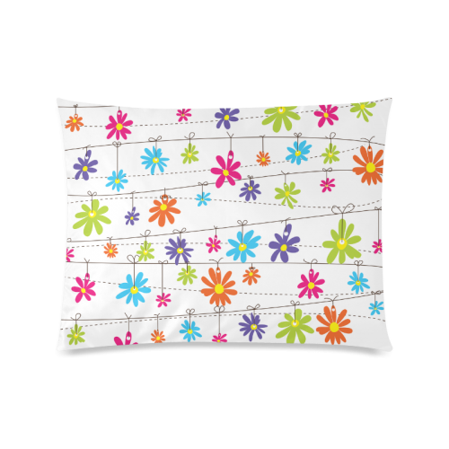 colorful flowers hanging on lines Custom Zippered Pillow Case 20"x26"(Twin Sides)