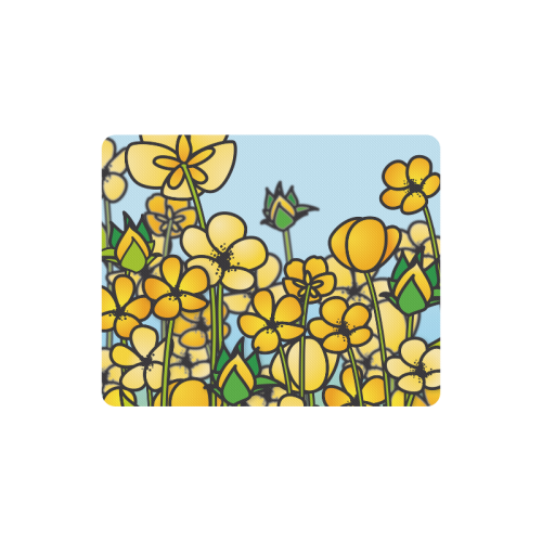 buttercup flower field yellow floral arrangement Rectangle Mousepad