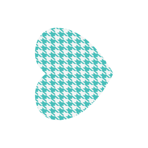 turquoise and white houndstooth classic pattern Heart-shaped Mousepad