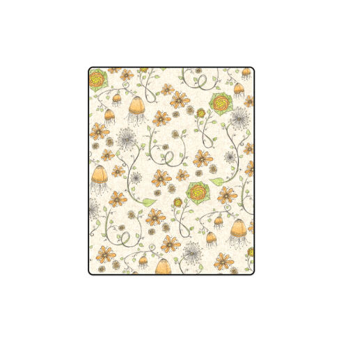 yellow orange fantasy doodle flower pattern Blanket 40"x50"