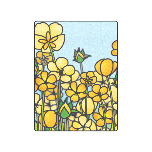 buttercup flower field yellow floral arrangement Blanket 50"x60"