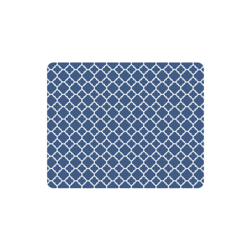 dark blue white quatrefoil classic pattern Rectangle Mousepad