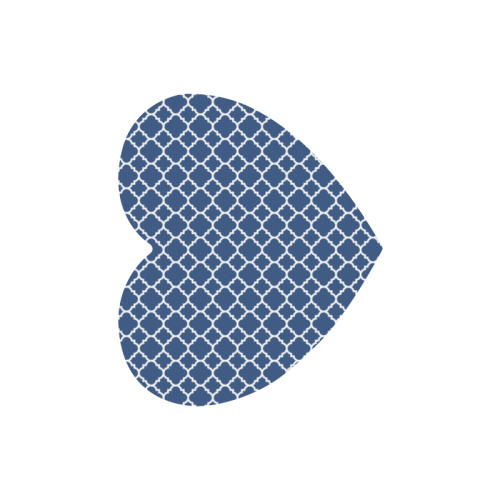 dark blue white quatrefoil classic pattern Heart-shaped Mousepad