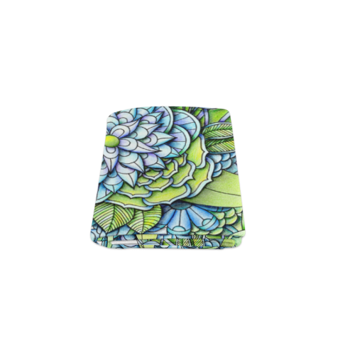 Blue green flower drawing Peaceful Garden Blanket 40"x50"