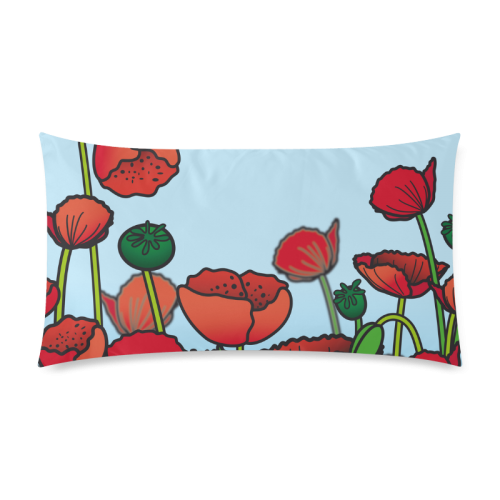 field of poppy flowers red floral Rectangle Pillow Case 20"x36"(Twin Sides)