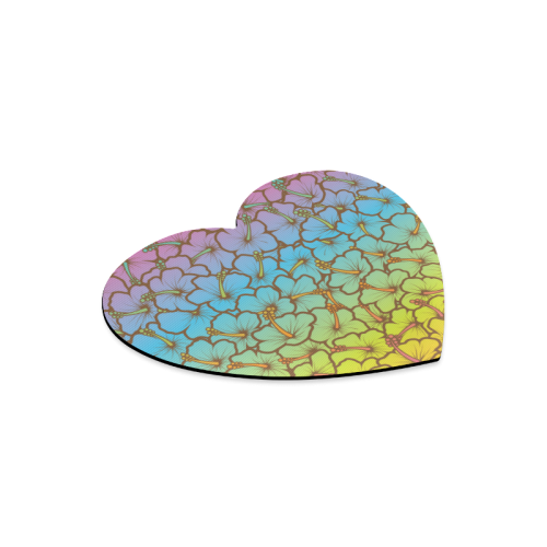 rainbow hibiscus flowers Heart-shaped Mousepad