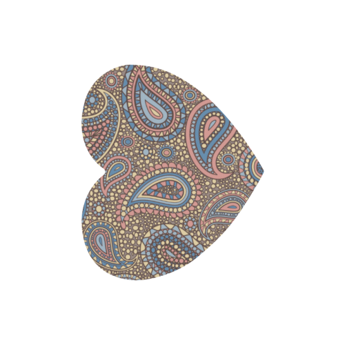 yellow blue pink paisley mosaic pattern Heart-shaped Mousepad