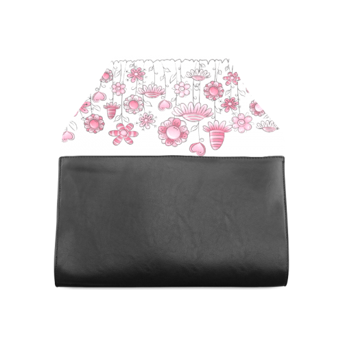 pink doodle flower field Clutch Bag (Model 1630)