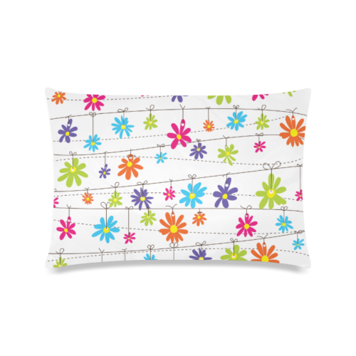 colorful flowers hanging on lines Custom Zippered Pillow Case 16"x24"(Twin Sides)