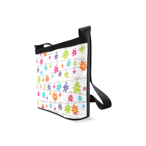 colorful flowers hanging on lines Crossbody Bags (Model 1613)