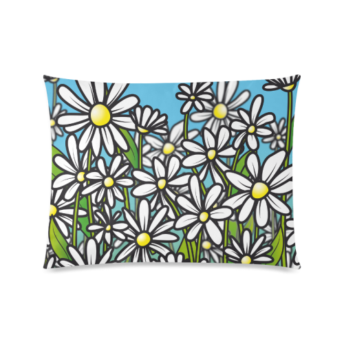 white daisy field flowers Custom Zippered Pillow Case 20"x26"(Twin Sides)