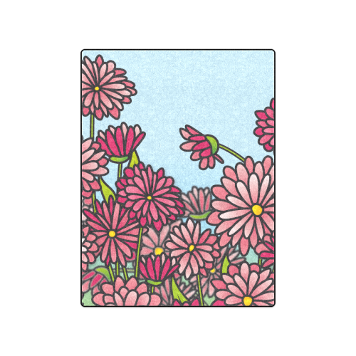 chrysantenum flower field pink floral Blanket 50"x60"