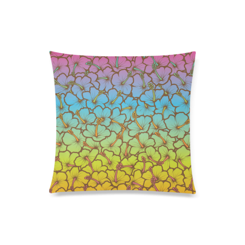 rainbow hibiscus flowers Custom Zippered Pillow Case 20"x20"(Twin Sides)