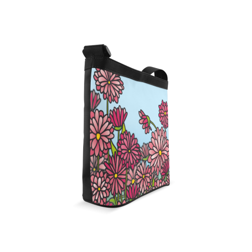 chrysantenum flower field pink floral Crossbody Bags (Model 1613)