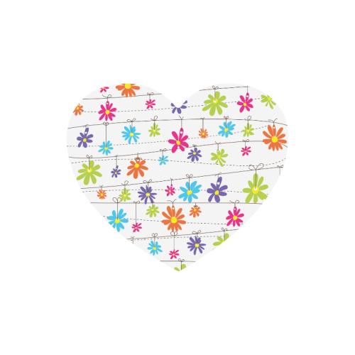 colorful flowers hanging on lines Heart-shaped Mousepad