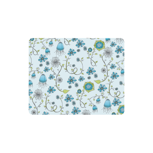 blue fantasy doodle flower pattern Rectangle Mousepad