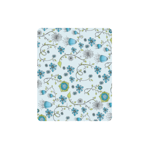 blue fantasy doodle flower pattern Rectangle Mousepad