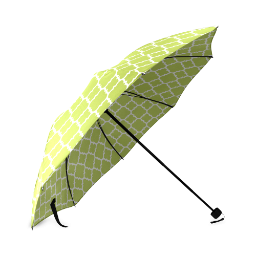 spring green white quatrefoil classic pattern Foldable Umbrella (Model U01)