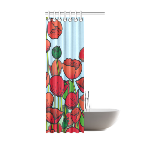 field of poppy flowers red floral Shower Curtain 36"x72"