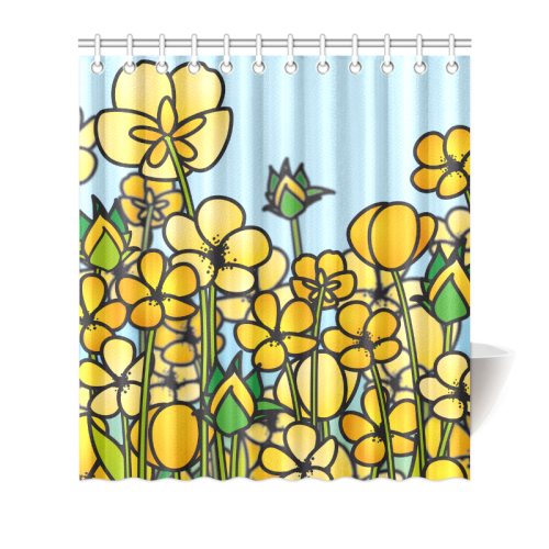 buttercup flower field yellow floral arrangement Shower Curtain 66"x72"