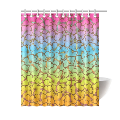 rainbow hibiscus flowers Shower Curtain 60"x72"