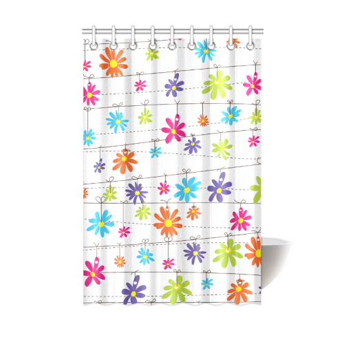 colorful flowers hanging on lines Shower Curtain 48"x72"