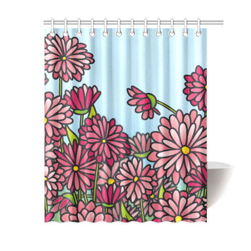 chrysantenum flower field pink floral Shower Curtain 60"x72"