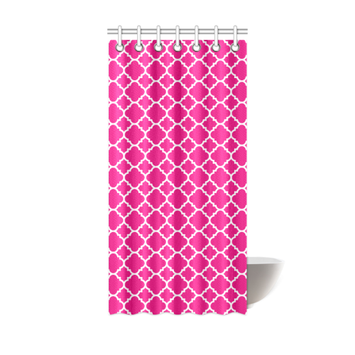 hot pink white quatrefoil classic pattern Shower Curtain 36"x72"