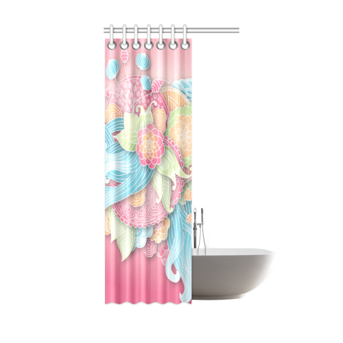 bright blue green pink yellow flowers Shower Curtain 36"x72"
