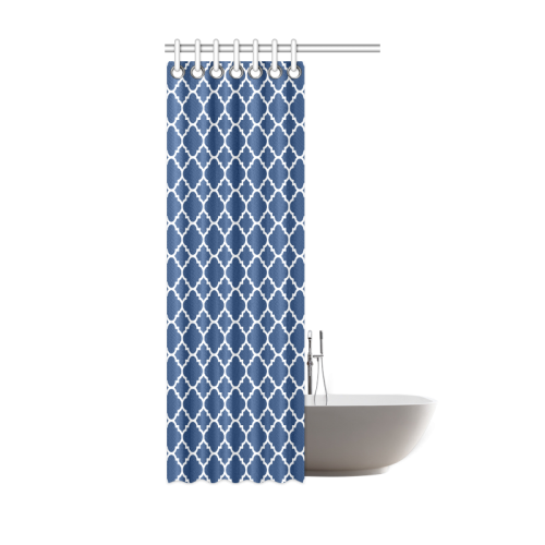 dark blue white quatrefoil classic pattern Shower Curtain 36"x72"