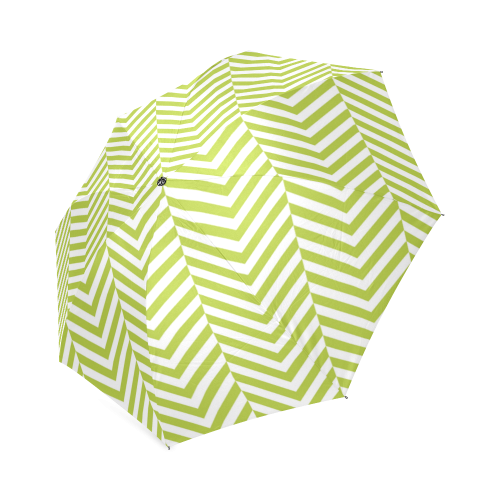 spring green and white classic chevron pattern Foldable Umbrella (Model U01)