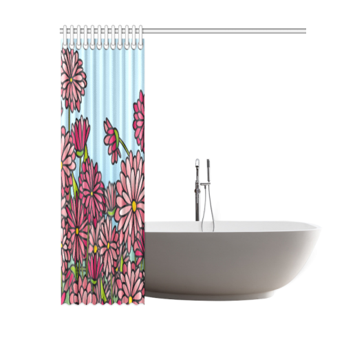 chrysantenum flower field pink floral Shower Curtain 60"x72"