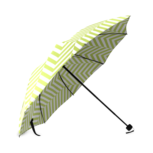 spring green and white classic chevron pattern Foldable Umbrella (Model U01)