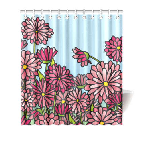 chrysantenum flower field pink floral Shower Curtain 66"x72"