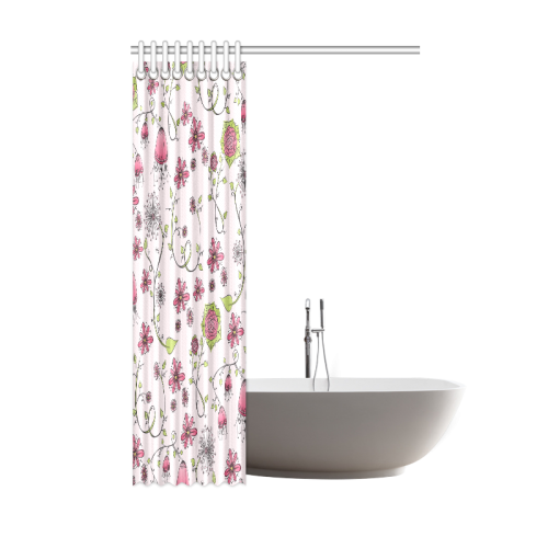 pink fantasy doodle flower pattern Shower Curtain 48"x72"