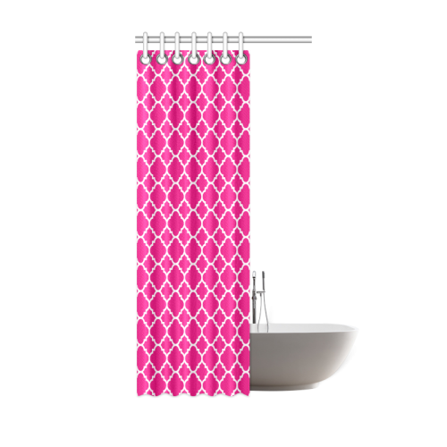 hot pink white quatrefoil classic pattern Shower Curtain 36"x72"