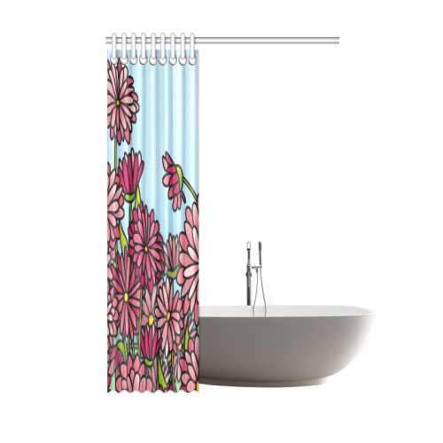 chrysantenum flower field pink floral Shower Curtain 48"x72"