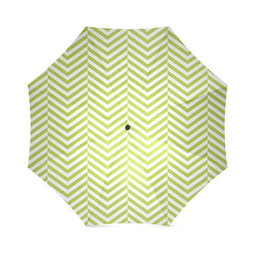 spring green and white classic chevron pattern Foldable Umbrella (Model U01)