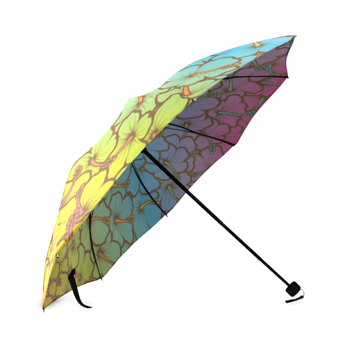 rainbow hibiscus flowers Foldable Umbrella (Model U01)