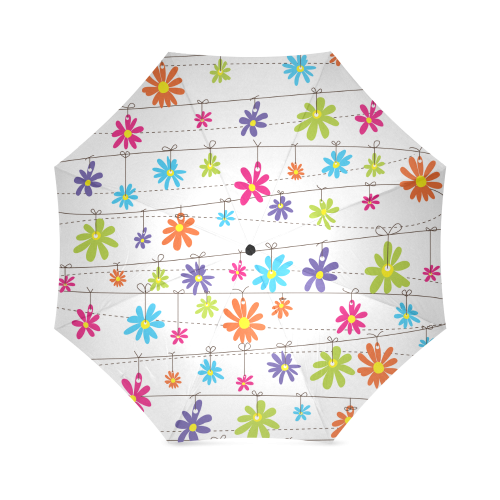 colorful flowers hanging on lines Foldable Umbrella (Model U01)
