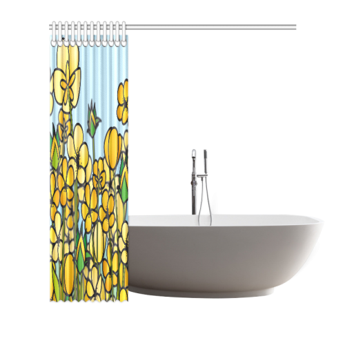 buttercup flower field yellow floral arrangement Shower Curtain 66"x72"