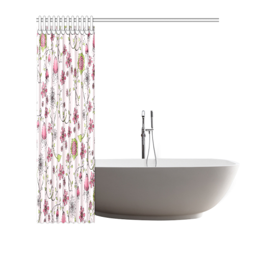 pink fantasy doodle flower pattern Shower Curtain 66"x72"