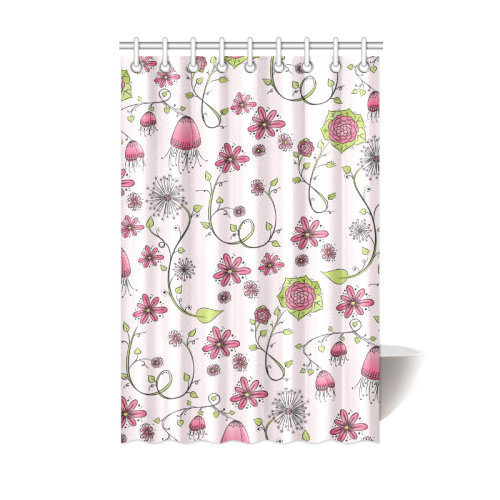pink fantasy doodle flower pattern Shower Curtain 48"x72"