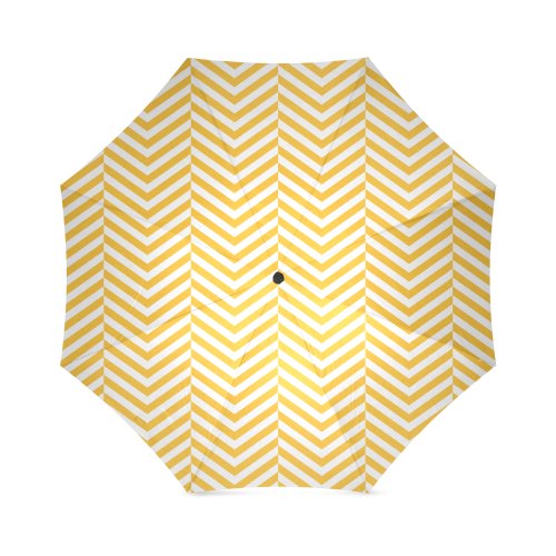 sunny yellow and white classic chevron pattern Foldable Umbrella (Model U01)