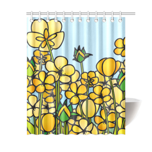 buttercup flower field yellow floral arrangement Shower Curtain 60"x72"
