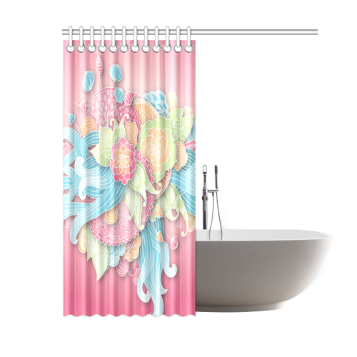 bright blue green pink yellow flowers Shower Curtain 60"x72"