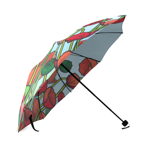 field of poppy flowers red floral Foldable Umbrella (Model U01)