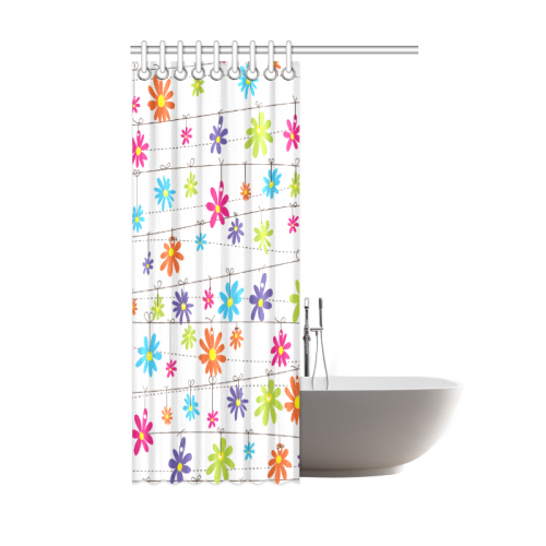 colorful flowers hanging on lines Shower Curtain 48"x72"