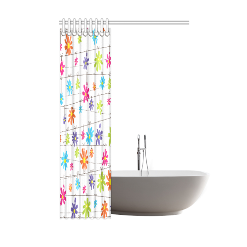colorful flowers hanging on lines Shower Curtain 48"x72"
