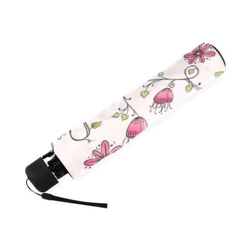 pink fantasy doodle flower pattern Foldable Umbrella (Model U01)